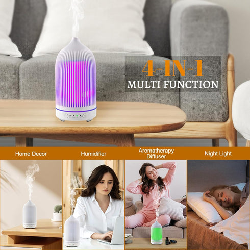 Rivola 200ML 7 Essential Oil Diffuser Aromatherapy Diffuser Cool Mist Color & Waterless Auto Off, Air Diffusers