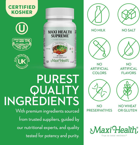 Maxi Health Supreme High Potency Multivitamin & Mineral Supplement, 60 Tablets, Kosher