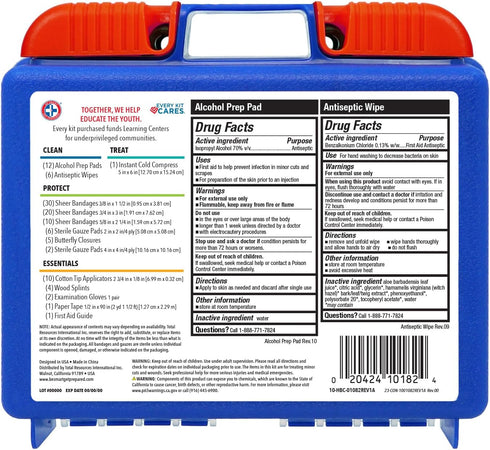 Be Smart Get Prepared 110 pc First Aid Kit for Home, Office, Car, School, Travel, Emergency