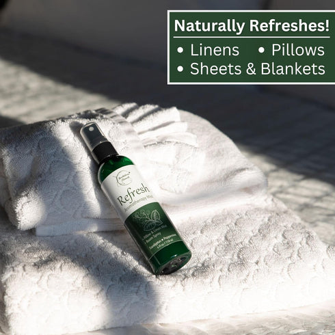 Refresh Aromatherapy Room Spray & Pillow Mist - Peppermint & Eucalyptus Essential Oil, Natural Car Air Freshener