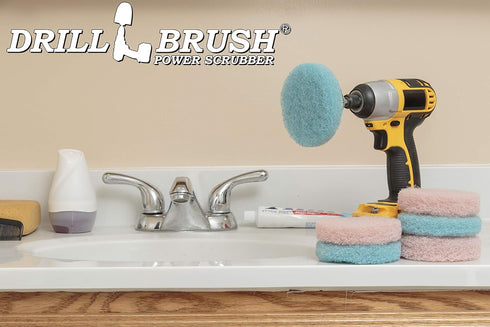 Drill Brush Cleaning Supplies - Bathroom Accessories, Scrub Pads for Shower, Bathtub, and Hard Water Stains