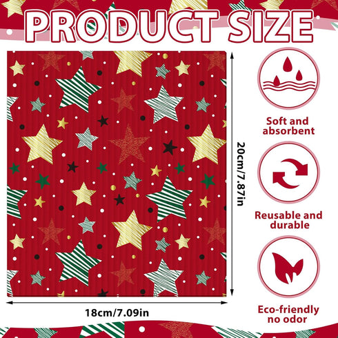 Sunnyray 24 Pcs Reusable Swedish Kitchen Dish Cloths, Absorbent Washable Cleaning Rags for Kitchen and Bathroom (Red,