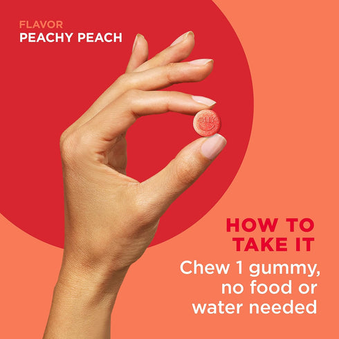 OLLY Probiotic + Prebiotic Gummy, Digestive Support, 500 Million CFUs, Peach, 60 Count, Adult Chewable