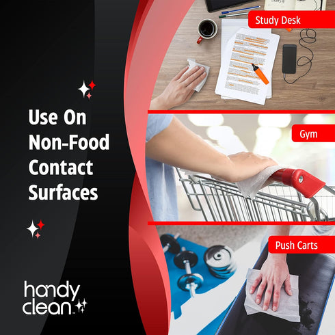 HandyClean Rinse Free Sanitizing Wipes, Surface Cleaner Wipes, 120 ct of 9.5 x 7 inches Sanitizing Wipes.