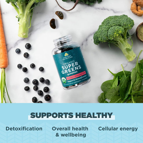 Gummy, Gummy 100 Count, Ancient Nutrition Supergreens Organic Superfood Made from Real Fruits, Vegetables and Herbs