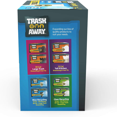 Trash Away (65 13 65 13 Heavy Duty Recycling Drawstring Bags | Tall & Strong Bags for Home & Kitchen - Ct, Gallons)