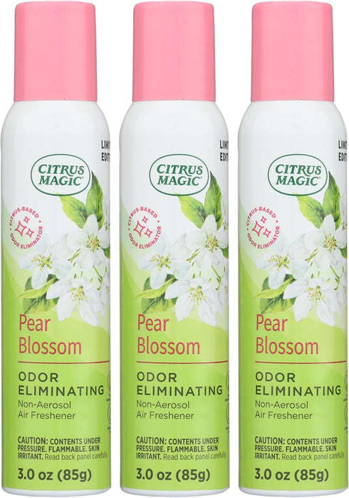 Citrus Magic Limited Edition Odor Eliminating Air Freshener Spray - Pear Blossom, 3-Ounce, Pack of 3