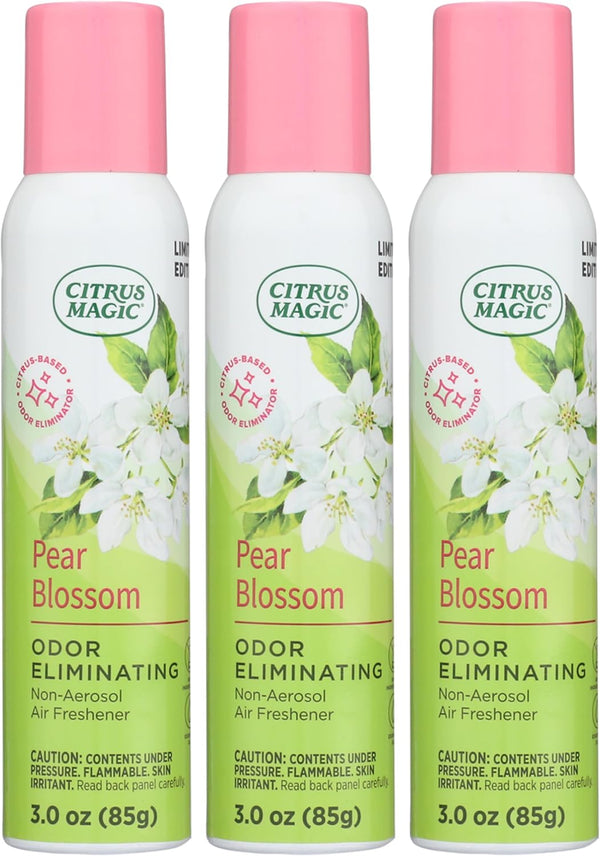 Citrus Magic Limited Edition Odor Eliminating Air Freshener Spray - Pear Blossom, 3-Ounce, Pack of 3