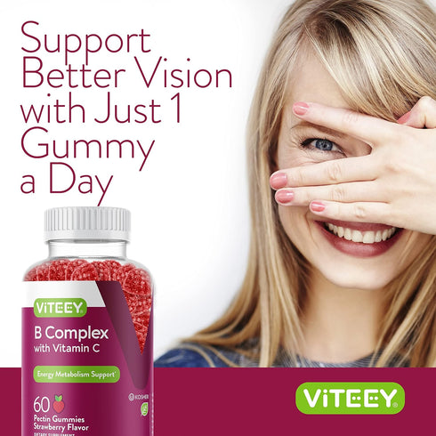 Vitamin B Complex Gummies for Adults - Supports Energy & Metabolism with Vitamin C, B6, B12, Niacinamide, Biotin