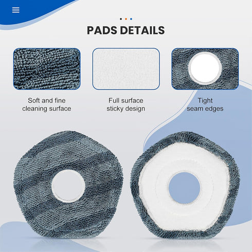 8 Pack Mop Pads Compatible with eufy X10 Pro Omni / X9 Pro Robot Vacuum Cleaner, Spin Cleaning Pads Replacement Set