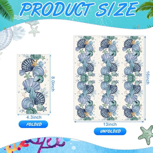 Jingmore 100 Summer Pcs Coastal Ocean Paper Napkins Disposable Guest Towels for Bathroom Beach Paper Hand Towels Bulk