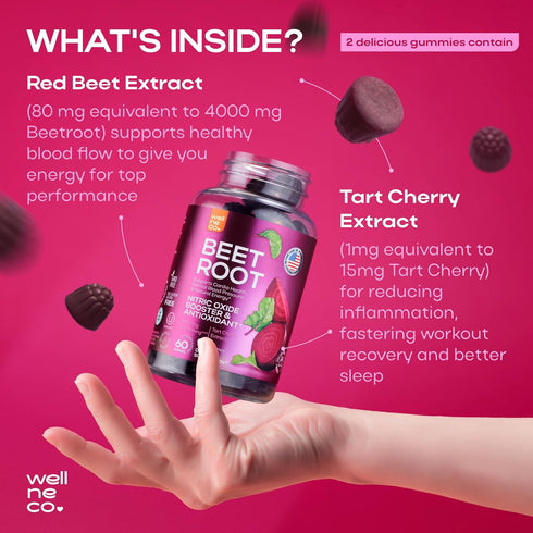 Nitric Oxide Supplements Gummies for Men and Women - Beet Chews with Tart Cherry Extract 4000 mg - Non-GMO, Pectin Based