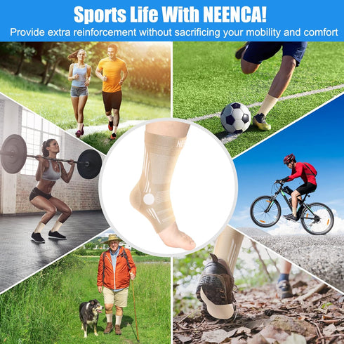 NEENCA Ankle Brace for Pain Relief, 2 Pack Compression Sleeves Set, Support Stabilizer for Achilles Tendonitis, Plantar