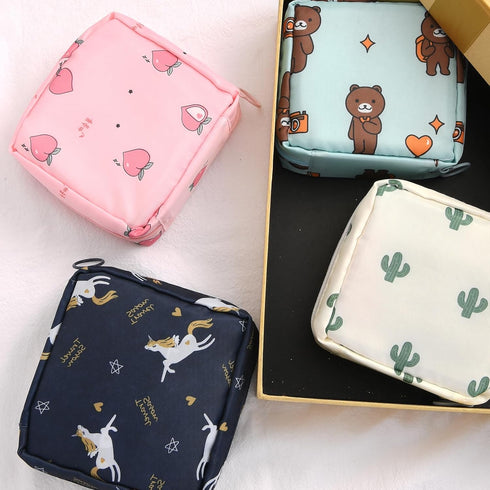 4Pcs Mini Menstrual Period Bag, Waterproof Tampon Organizer Pouch for Purse, First Period for Teen Girls