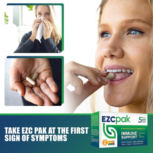 EZC Pak 5-Day Immune Support Booster - Vitamin Supplement with Echinacea, Zinc, Vitamin C, Pack of 2