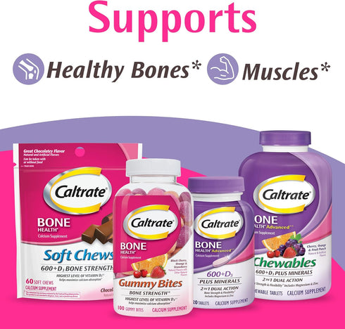 Caltrate 600 Plus D3 Plus Minerals Calcium and Vitamin D Supplement Tablets, 165 Count for Bone Health