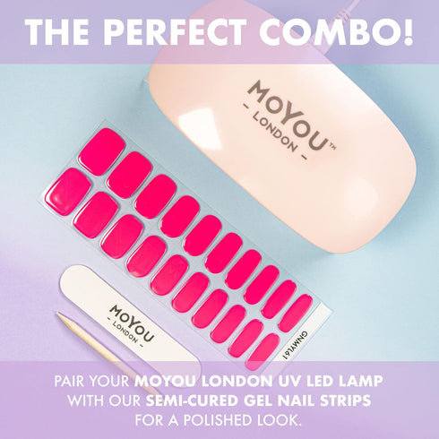 MOYOU LONDON Semi Cured Gel Nail Strips, 20 Pcs UV Gel Nail Wraps for Easy Salon-Quality Manicure