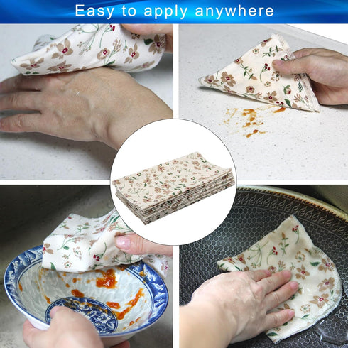 PINOWU Reusable Paper Towels, Cotton Cloths (12pcs), Absorbent Kitchen Dishcloths, Washable Paperless Towels