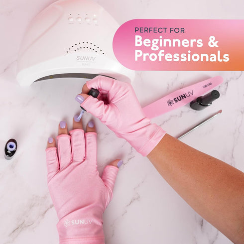 SUNUV LED Gloves for Gel Nails, UPF 50+ Anti UV Gloves for Nail Techs, Professional UV Protection