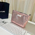 Makeup Bag Cosmetic Bag - Preppy Canvas Toiletry Organizer for Women, Cute Zipper Pouch (Shiny Pink)