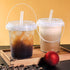 Qsqwsuye 15sets 34 packaging disposable plastic cup with lid and straw, ounce reusable and suitable for outdoor travel