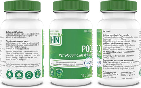 Health Thru Nutrition PQQ 20mg, 120 Servings, Certified Vegan, Non-GMO Gluten Soy Free Capsules