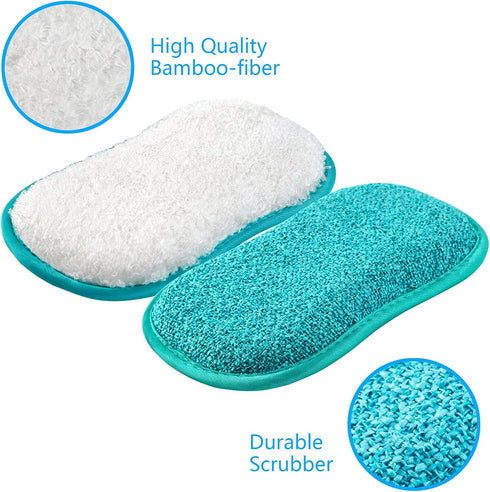 Kitchen Dish Sponge Scrubber - Non Scratch, Odor-Free, Reusable Washable Heavy Duty Pads for Dawn Dish Soap Cleaning