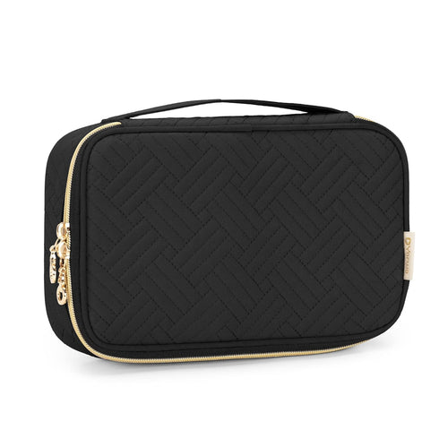 Yarwo Portable Makeup Brushes Bag for Brushes (up to 9.4") and Cosmetic Essentials, Black (BAG ONLY, PATENTED DESIGN)