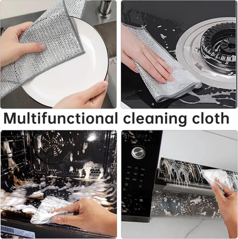 Non Scratch Wire Dishcloth, Wet and Dry Dishwashing Rag, Kitchen Scrub Sponges, Bathroom Cleaning Cloths