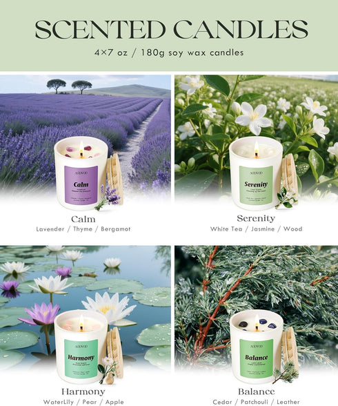 Set 4 Pack 28 oz 200 AOOVOO Calm Candles for Women - Candles for Home Scented, Hour Burn, Aromatherapy Candle