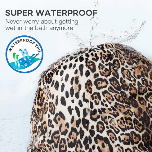 INNELO Luxury Shower Cap for Women, Reusable Waterproof with Adjustable Strap, Large Satin Lined