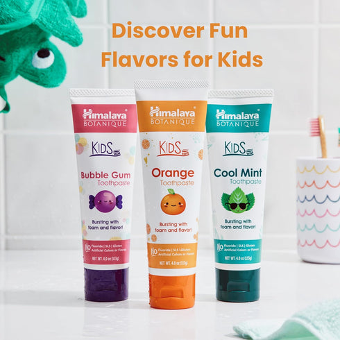 Himalaya Botanique Kids Toothpaste, Herbal Orange Flavor, Fluoride-Free, 4 Oz, 1 Pack, Gentle & Vegan