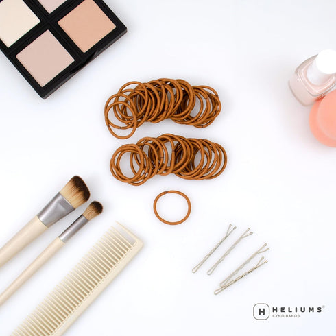 Heliums Small Hair Ties - Ginger - No Damage Mini 1 Inch Reusable Elastics for Thin Hair, 48 Count