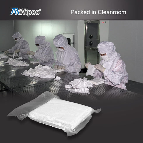 AAwipes Knitted Microfiber Cleanroom Wipers - 9"x9" Bag of 100 Pcs, Lint Free Cloths for Fiber Optics