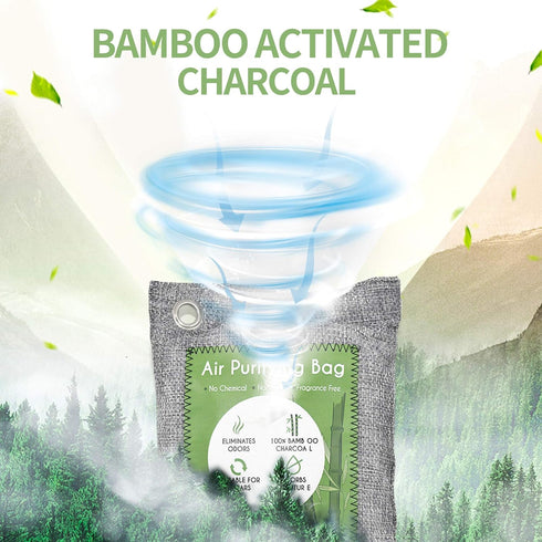 12 Pack Bamboo Air Purifying Bags, Activated Charcoal Odor Absorbers, Natural Car Air Freshener, Shoe Deodorizer