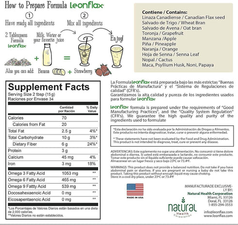 Leonflax 100% Authentic Canadian Flax Seed, 18 Oz Bag, All-Natural Dietary Supplement for Digestive Health