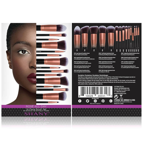 SHANY Makeup Brushes - Rose All Day 14-Piece Brush Set for Foundation, Powder, Concealers, Eye Shadows