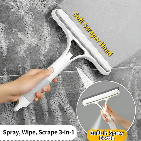 KonaCryspen 3-in-1 Window Cleaning Tool Blade, Sponge & Spray for Streak-Free Glass, Ideal for Home Windows, Mirrors