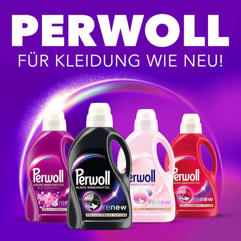 Perwoll Black Detergent, 1 x 27 Wash Loads, Mild Detergent for Dark Colors and Fibers, Triple-Renew Technology