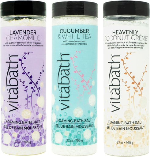 Vitabath Lavender Chamomile Foaming Bath Salts, Relaxing Bubble Aromatherapy for Muscle & Body Ache Soothing