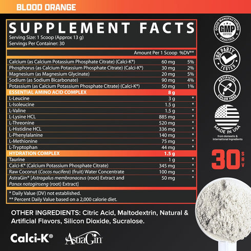 Nutrex Research EAA Hydration Powder, EAAs + BCAAs for Muscle Recovery, Strength, Endurance, Blood Orange Flavor