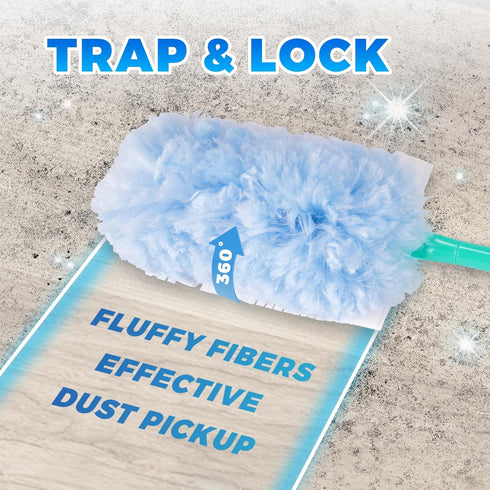 Heavy Duty Duster Kit with 20 Duster Refills & 2 Handle, Compatible with Swiffer Dusters, Multi-surface 360° Dusters with, Unscented Disposable Dusters for Cleaning(Handle Color May Vary by DXSAGVY