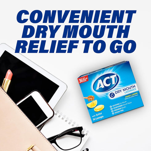 Lozenges 36 2 ACT Dry Mouth with Xylitol, Soothes, Moisturizes & Freshens, Honey-Lemon, Value Size, ct., pk