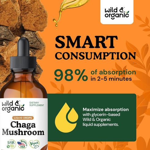 Immune Immunity 4 oz Wild & Organic Chaga Mushroom Drops - Support with Chaga Extract - Liquid Mushroom Supplement