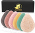 Konjac Exfoliating Organic Cleansing Facial Sponges Set, Natural Walnut Charcoal for Exfoliator Skincare Makeup Removal