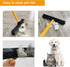 Pet Hair Removal Push Broom with Squeegee, Soft Silicone Bristle, Long Handle, Non-Scratch Carpet Sweeper Brush (Orange)