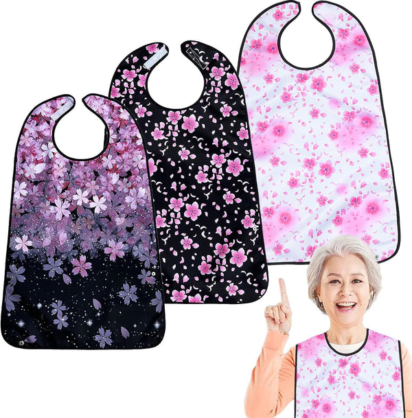 VOPHIA Adult Bibs for Women Washable Bib Reusable Waterproof Clothing Protector with Optional