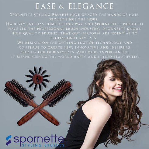 Spornette Deville Boar Bristle Round Brush, 2 Inch for Blow Drying, Curling & Styling