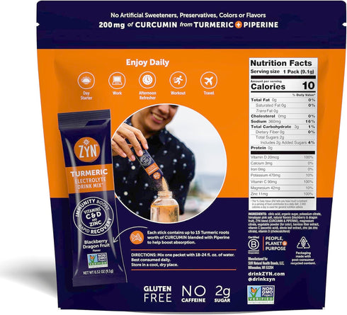 Packets, Packets Pack 16 ZYN Electrolyte Drink Mix Hydration BlackBerry Dragonfruit Electrolytes Powder, Hydration