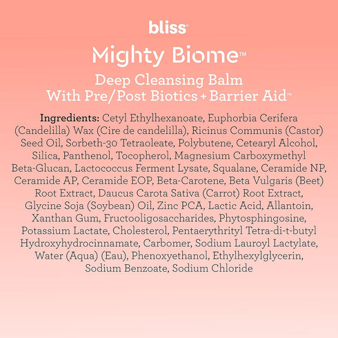 Bliss Mighty Biome Deep Cleansing Balm, 3.0 Oz, Dissolves Waterproof Makeup & Impurities, Vegan Clean Skin Care